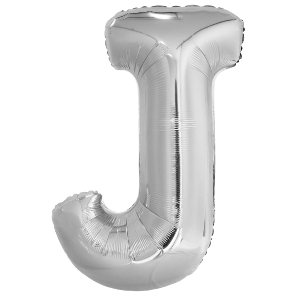 Ballon lettre J argenté (86 cm)