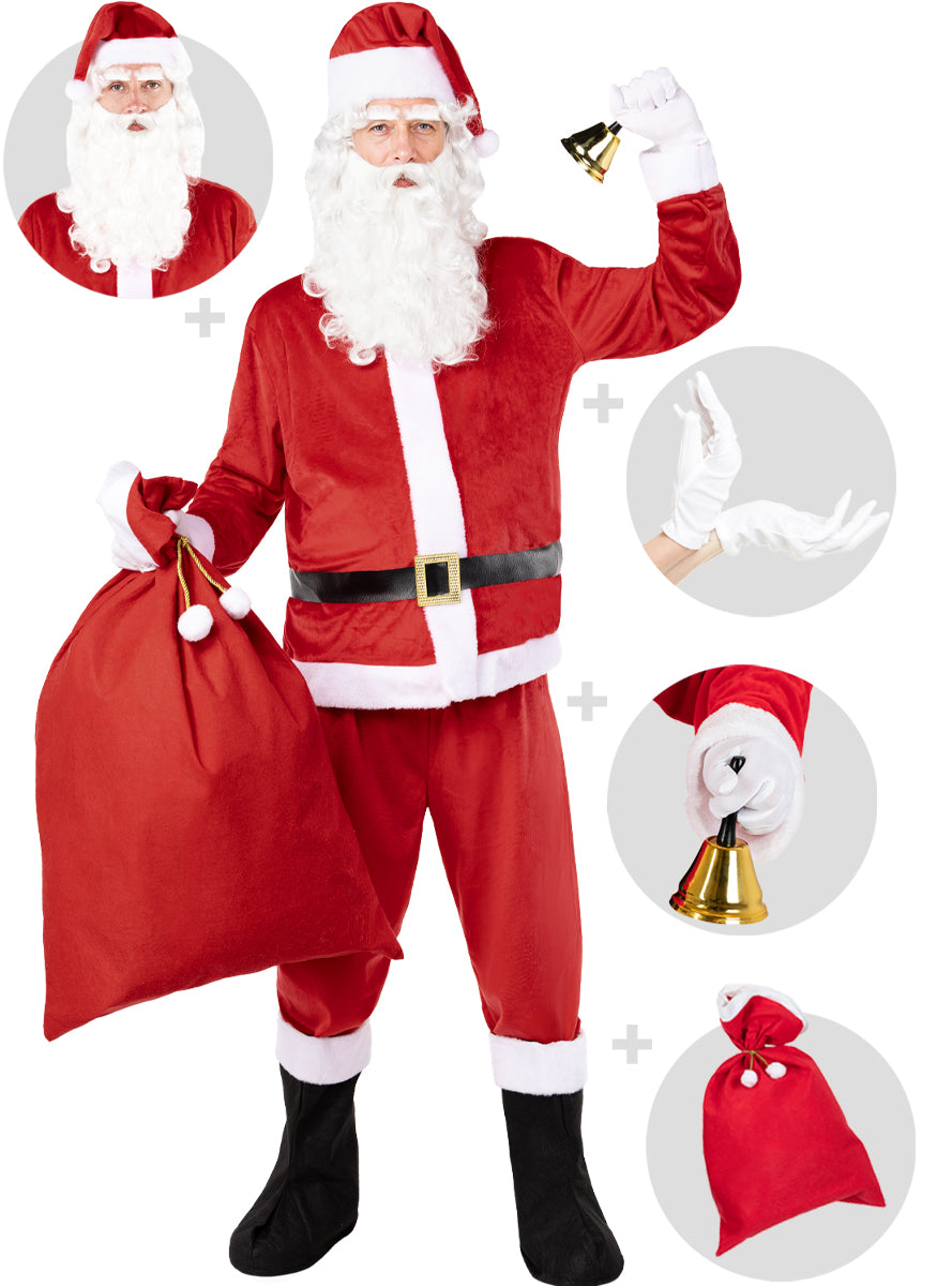 Déguisement de Pére Noël Deluxe homme avec accessoires