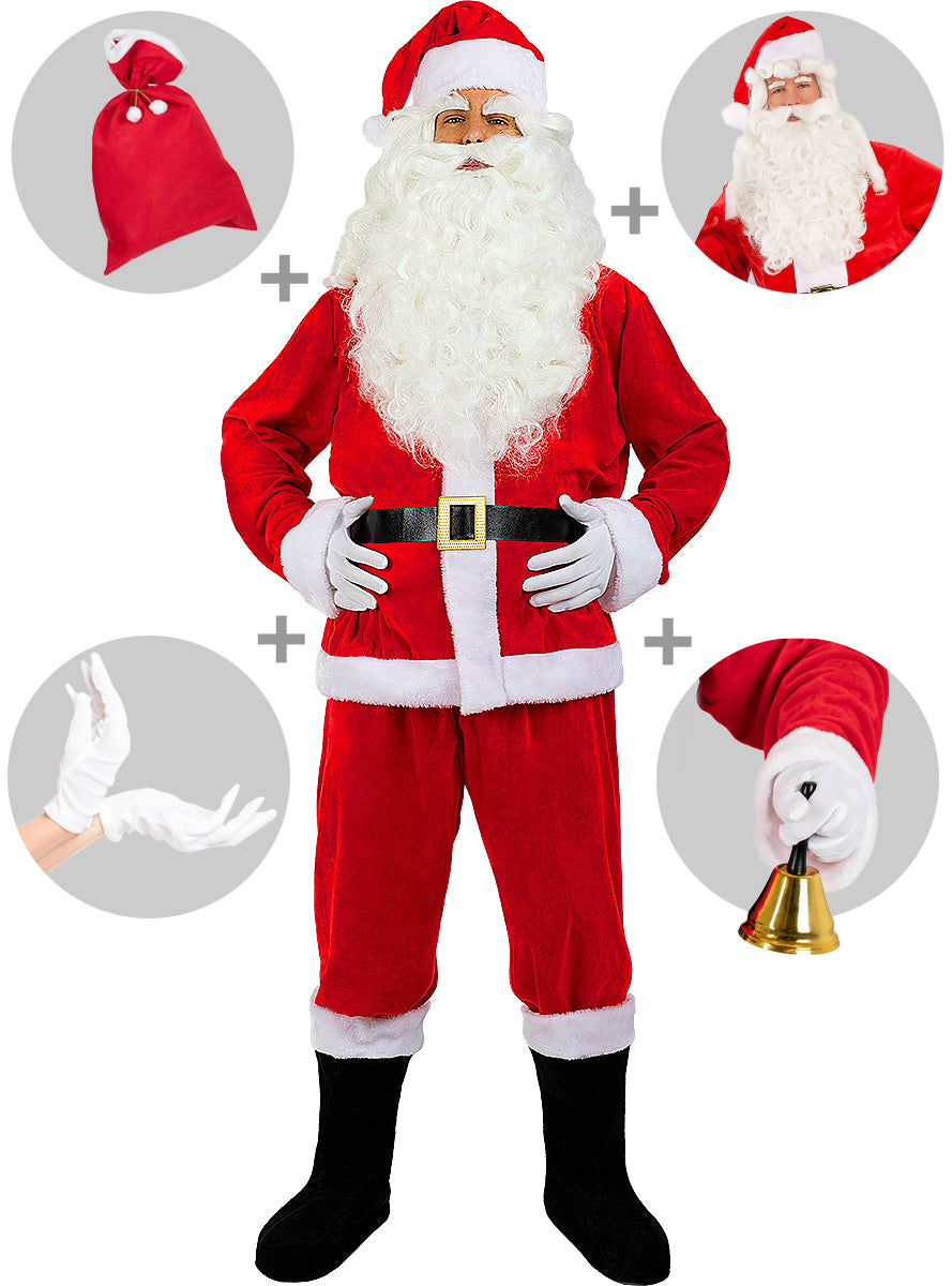 Déguisement de Pére Noël Deluxe homme avec accessoires