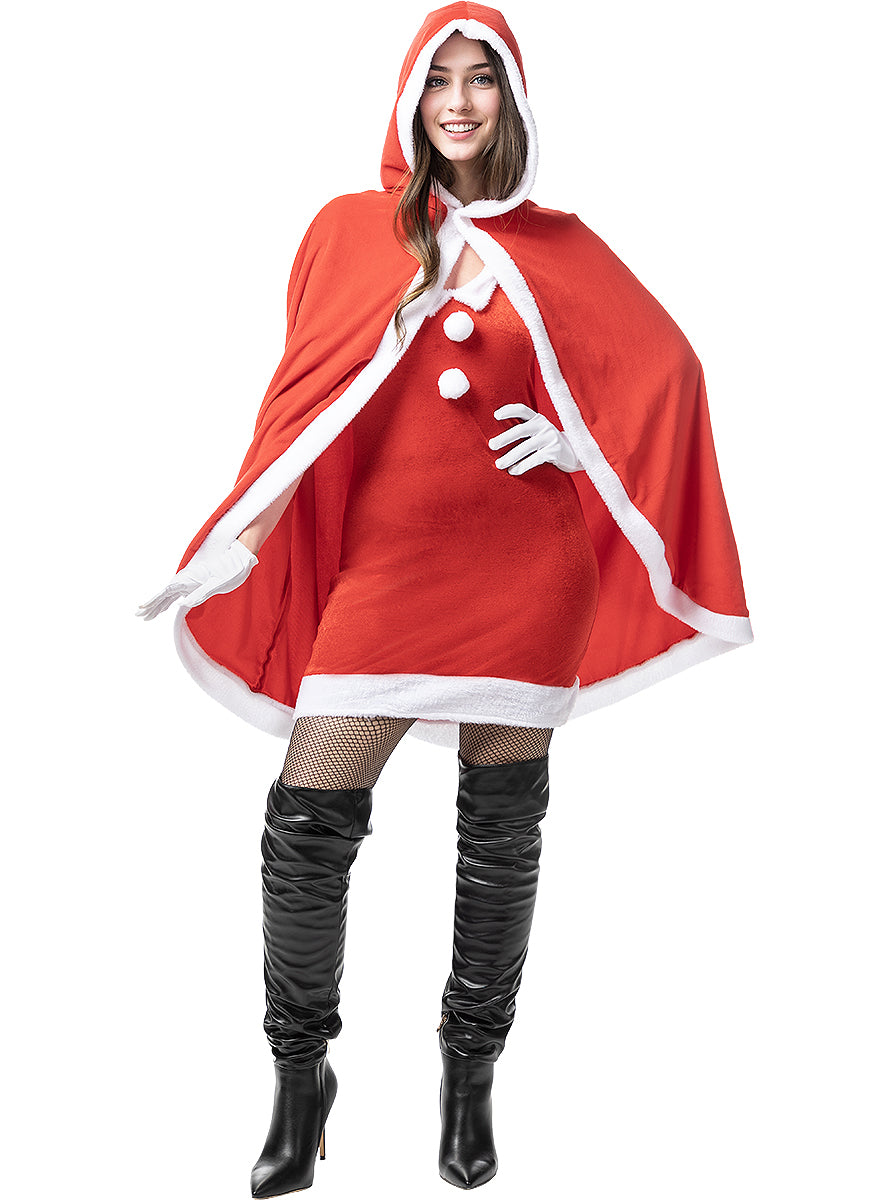 Déguisement Mère Noël avec cape femme