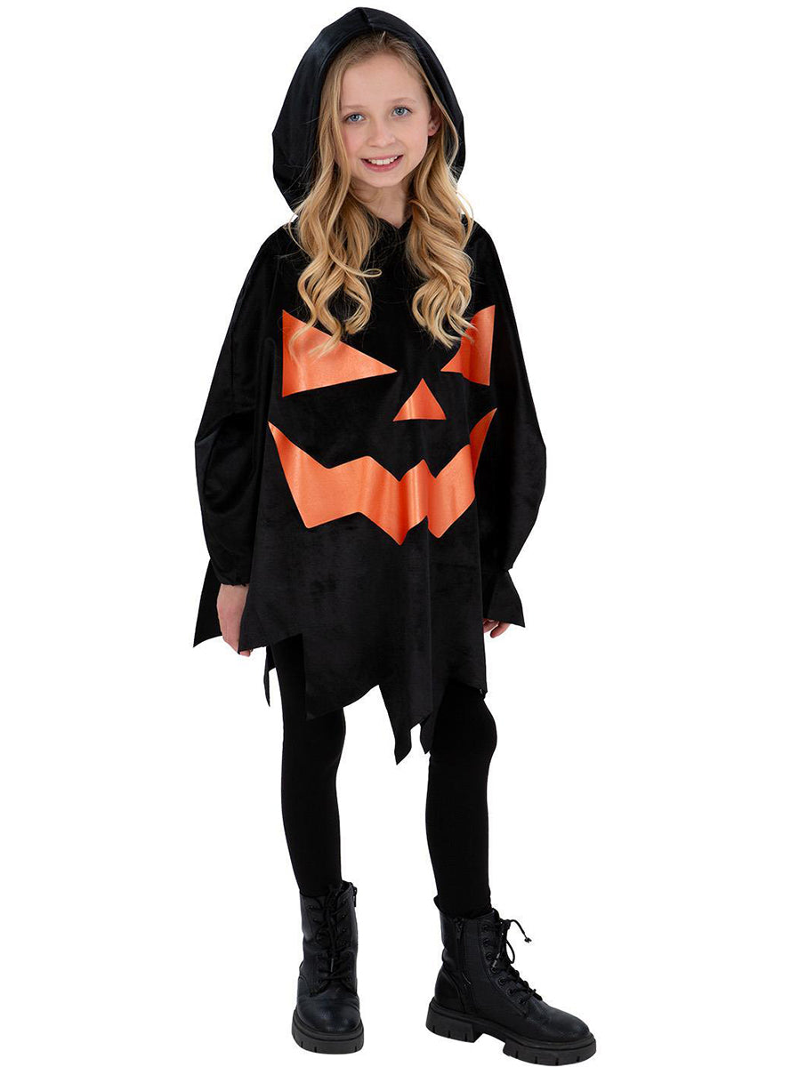 Poncho citrouille enfant