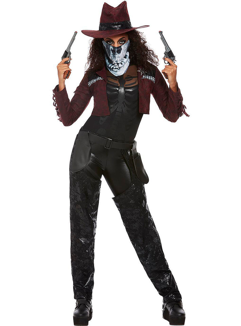Déguisement cowboy squelette Deluxe femme