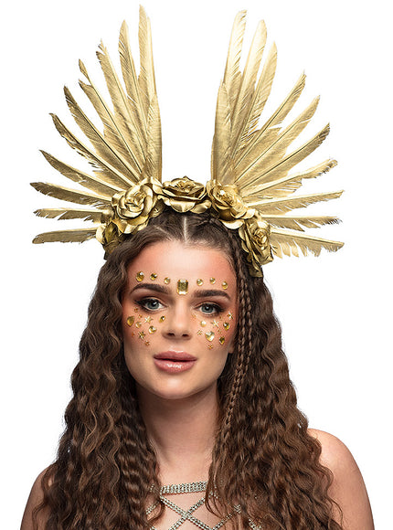 Bandeau de plumes dorées