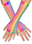 Gants résille arc-en-ciel