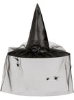 Chapeau de sorcière avec voile et araignées