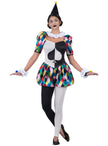 Déguisement arlequin coloré femme