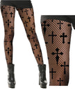 Collants croix en résille  femme