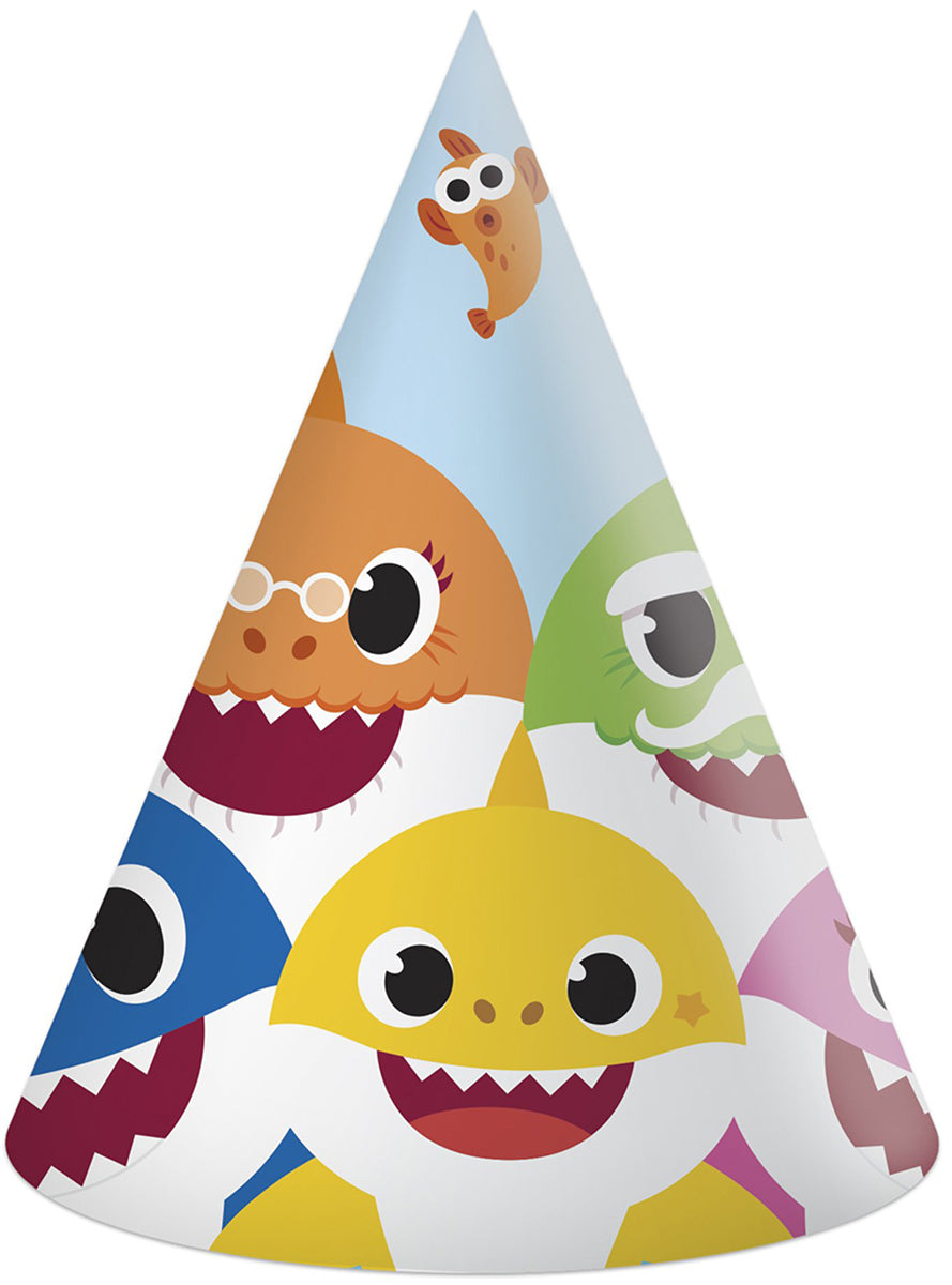 6 chapeaux d'anniversaire Baby Shark