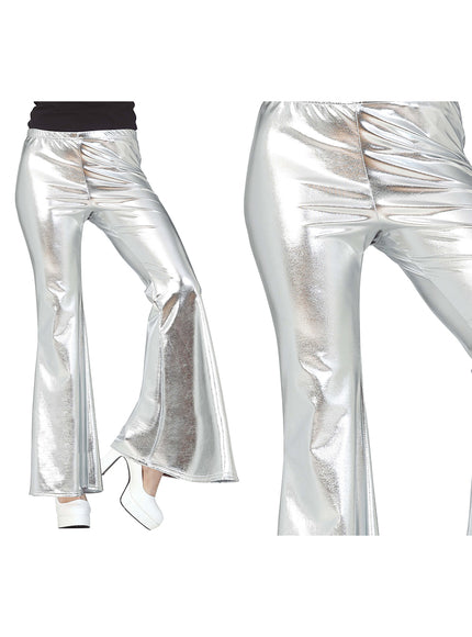 Pantalon pattes d'eph argenté années 80 pour femme