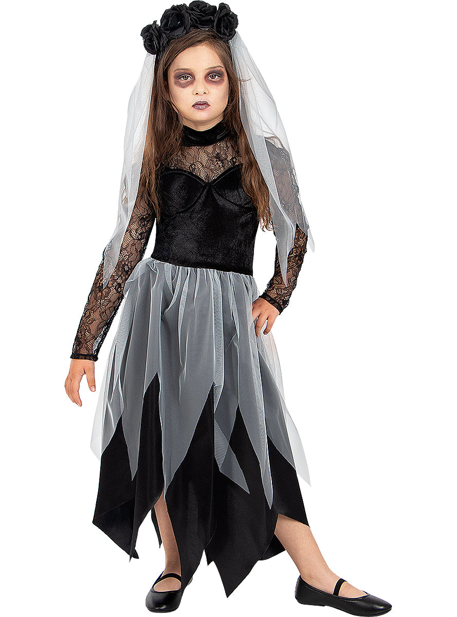 Déguisement de mariée fantôme avec bouquet pour fille