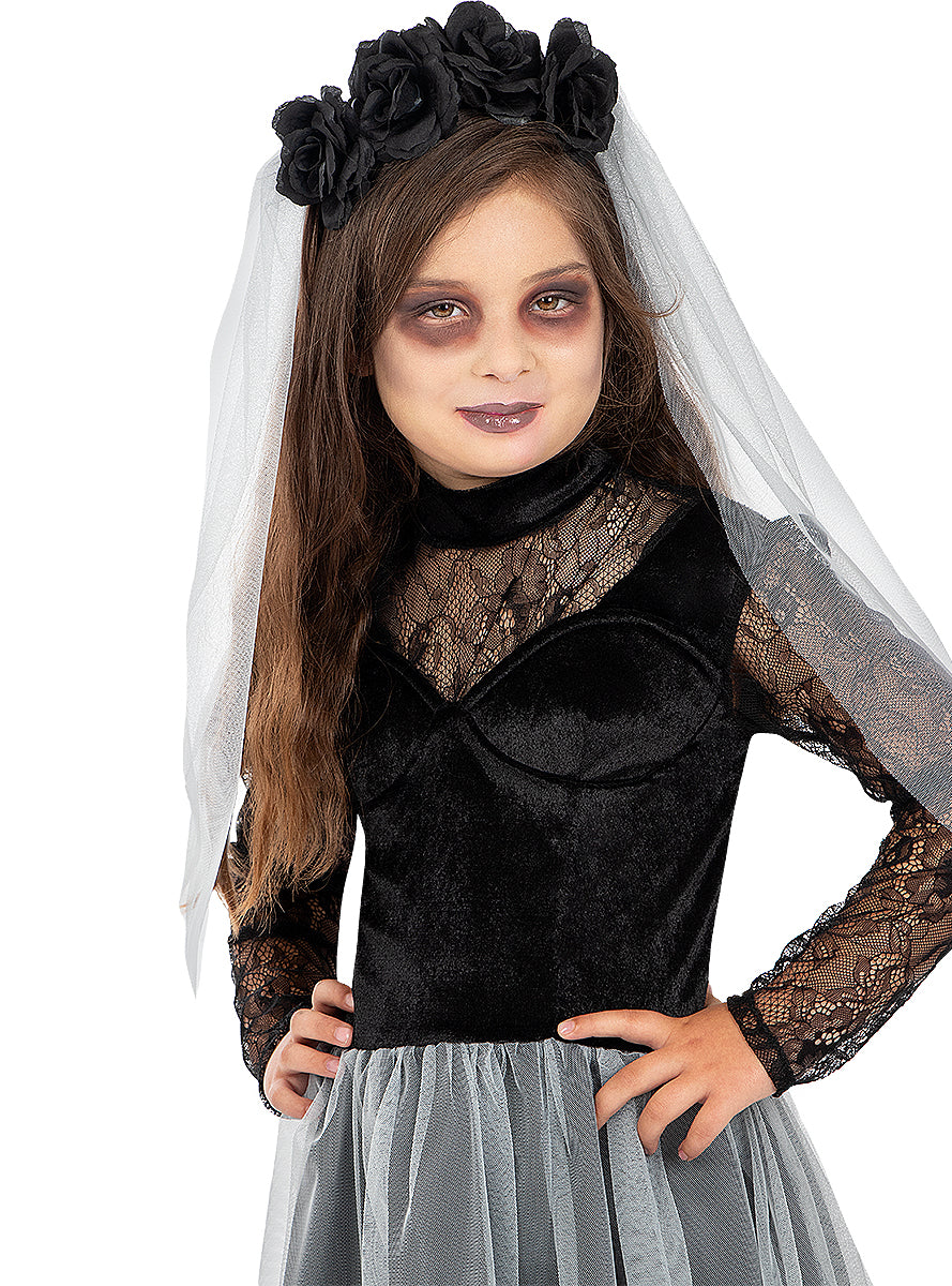 Déguisement de mariée fantôme avec bouquet pour fille