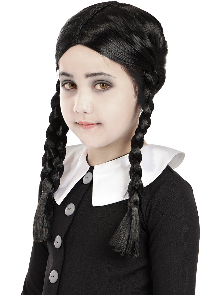 Déguisement Wednesday Addams avec perruque fille - La Famille Addams
