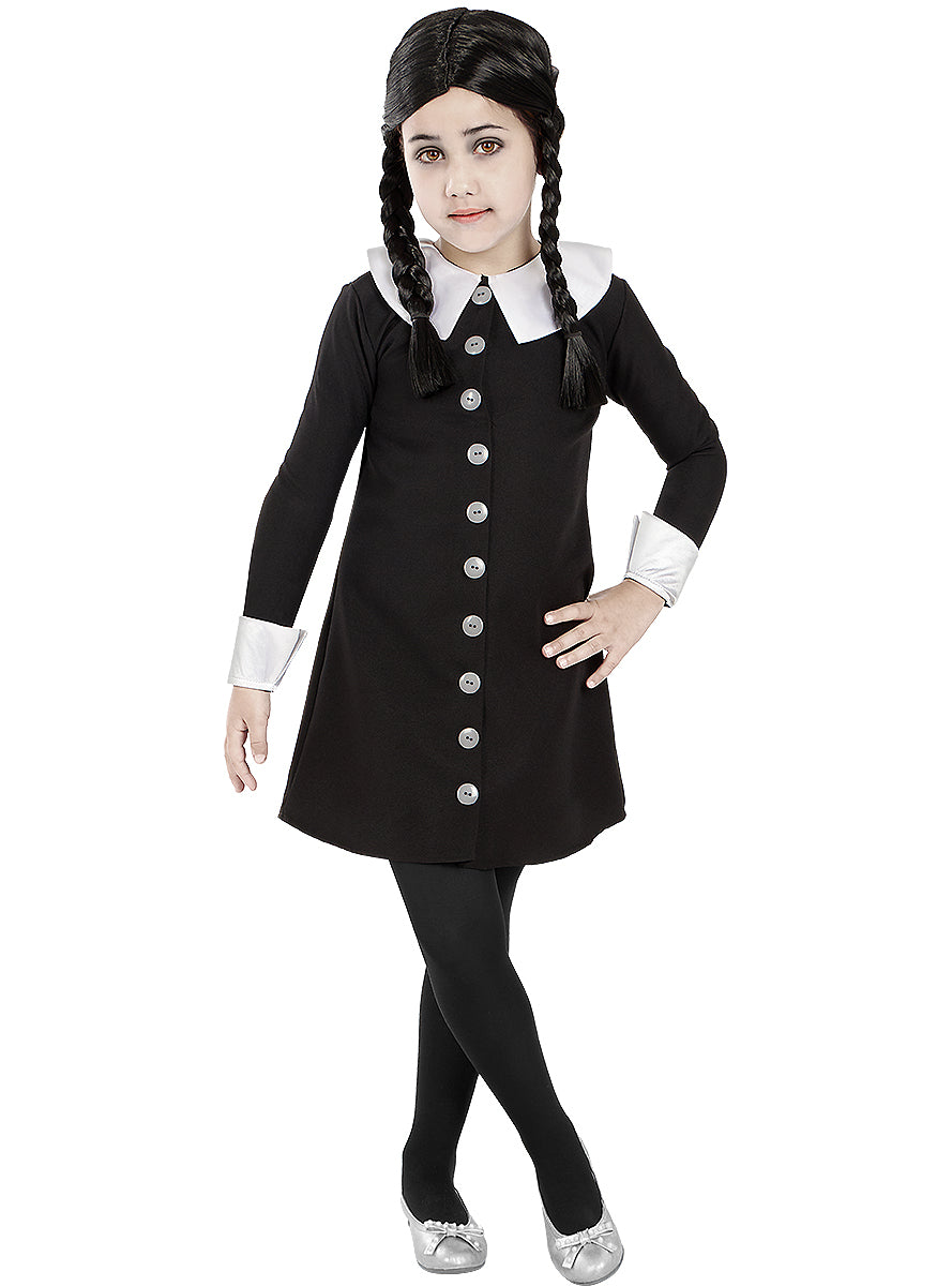 Déguisement Wednesday Addams avec perruque fille - La Famille Addams
