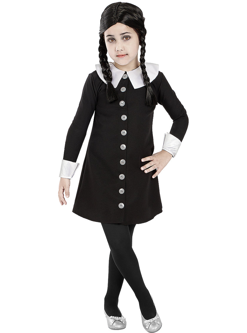 Déguisement Wednesday Addams avec perruque fille - La Famille Addams