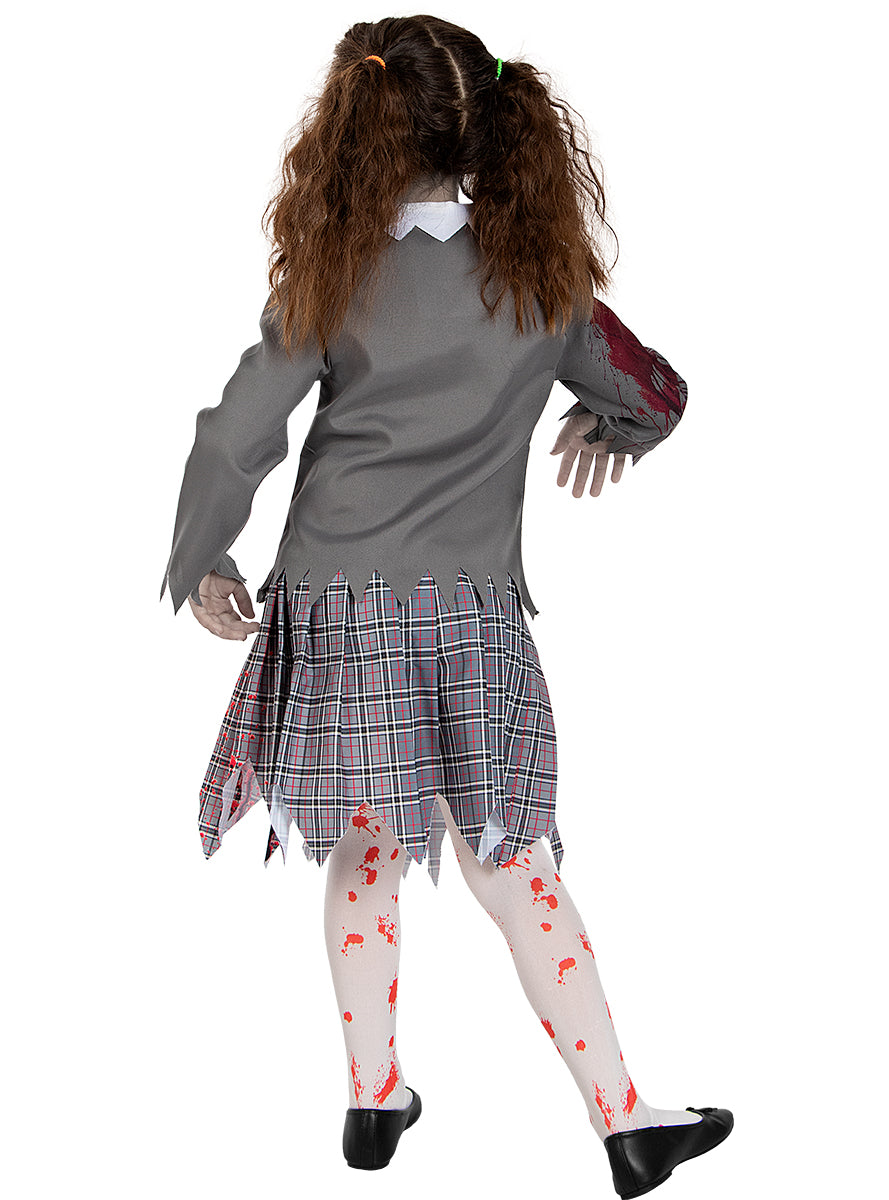 Déguisement d'étudiante zombie avec collants pour fille