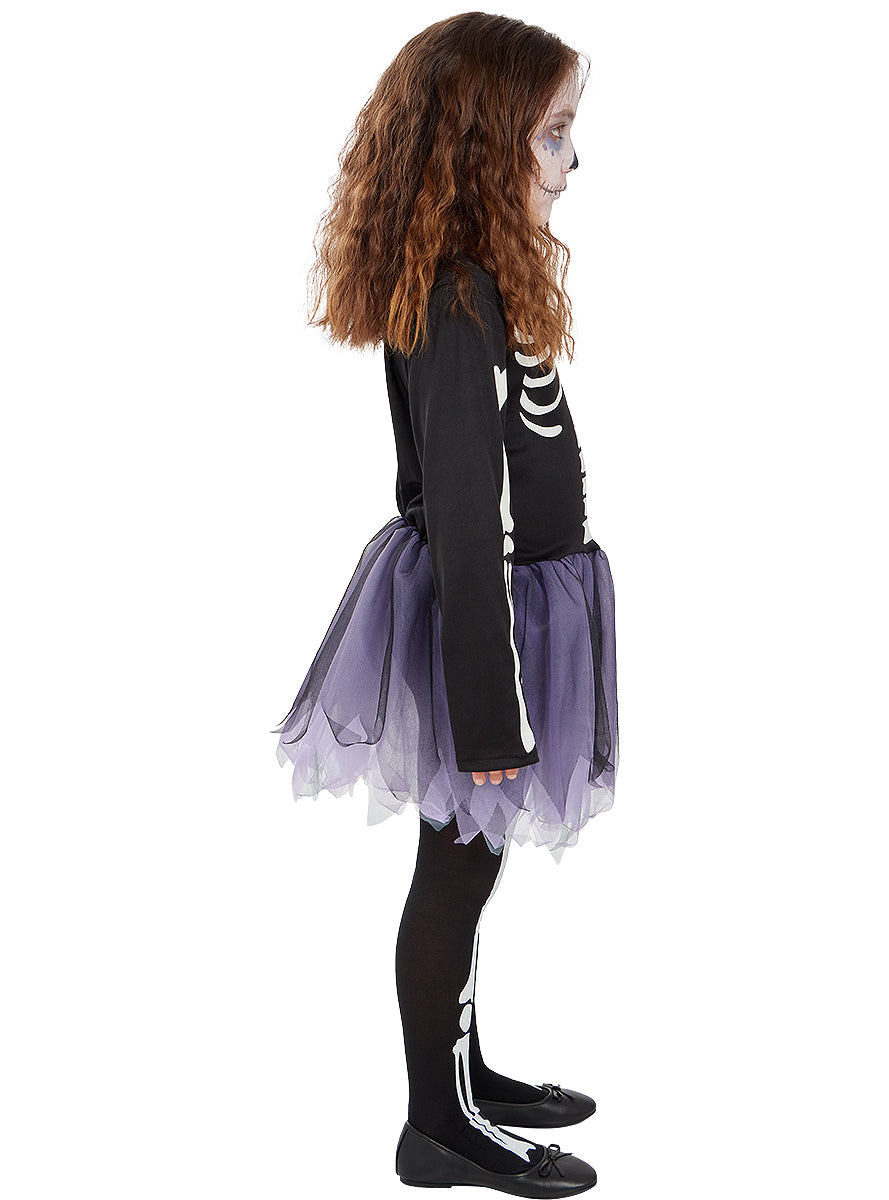 Déguisement de squelette avec collants pour fille