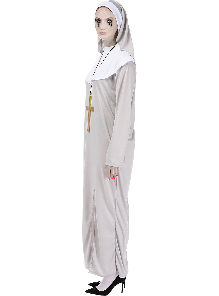 Déguisement de nonne zombie avec croix pour femme