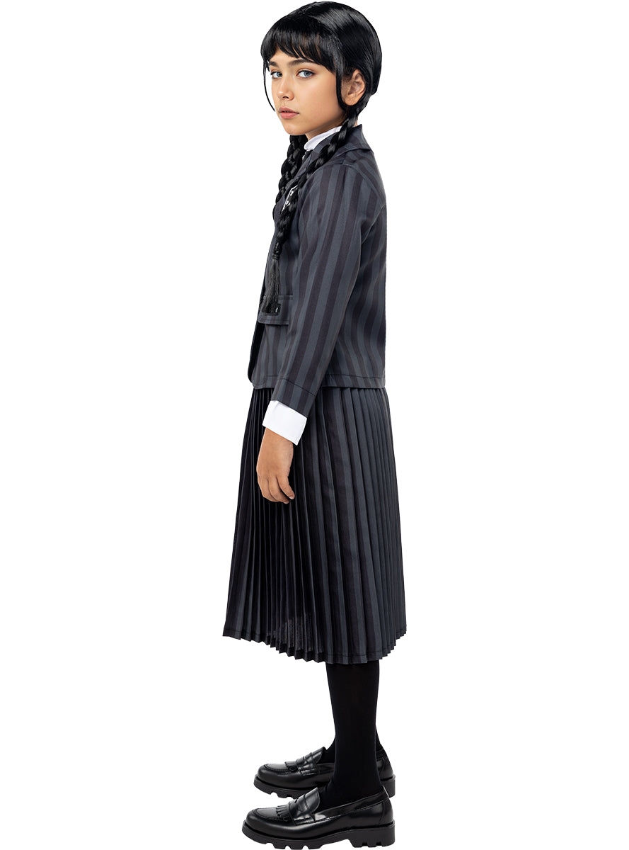 Déguisement uniforme Mercredi Addams avec perruque pour fille - Officiel Netflix