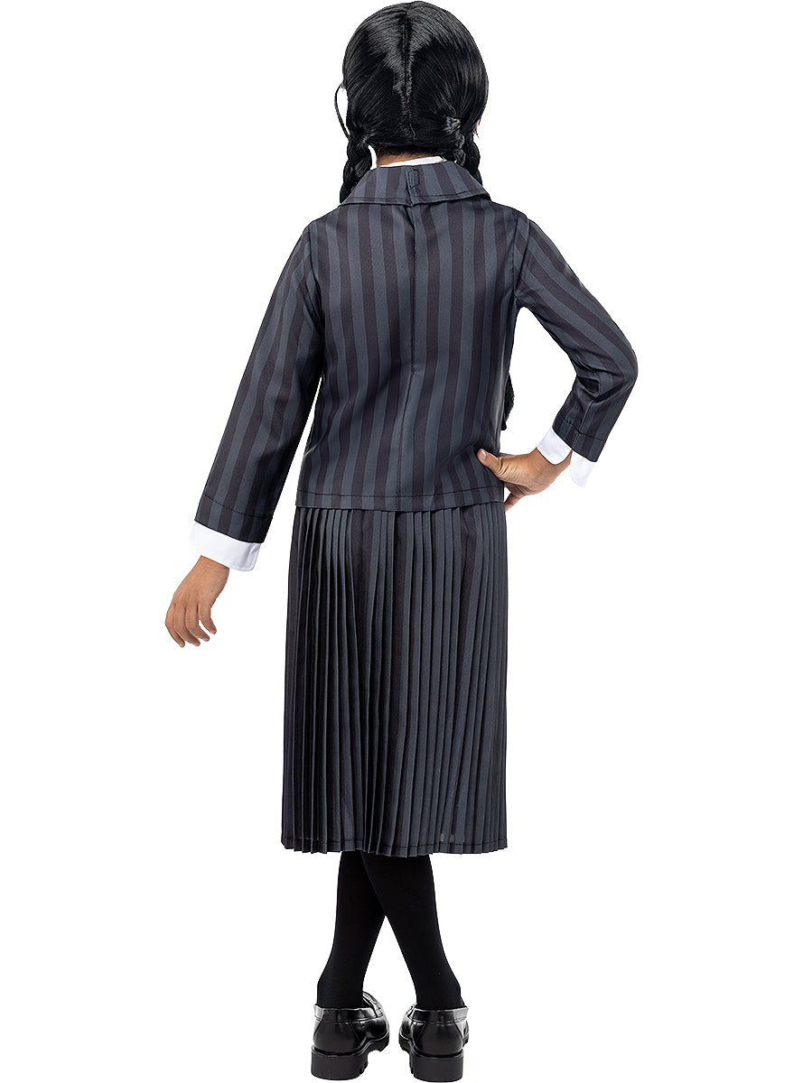 Déguisement uniforme Mercredi Addams avec perruque pour fille - Officiel Netflix