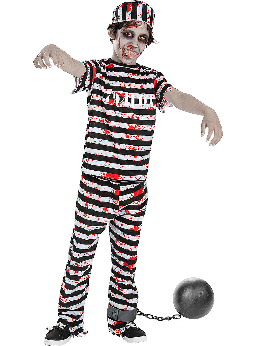Déguisement de prisonnier zombie avec boule pour garçon