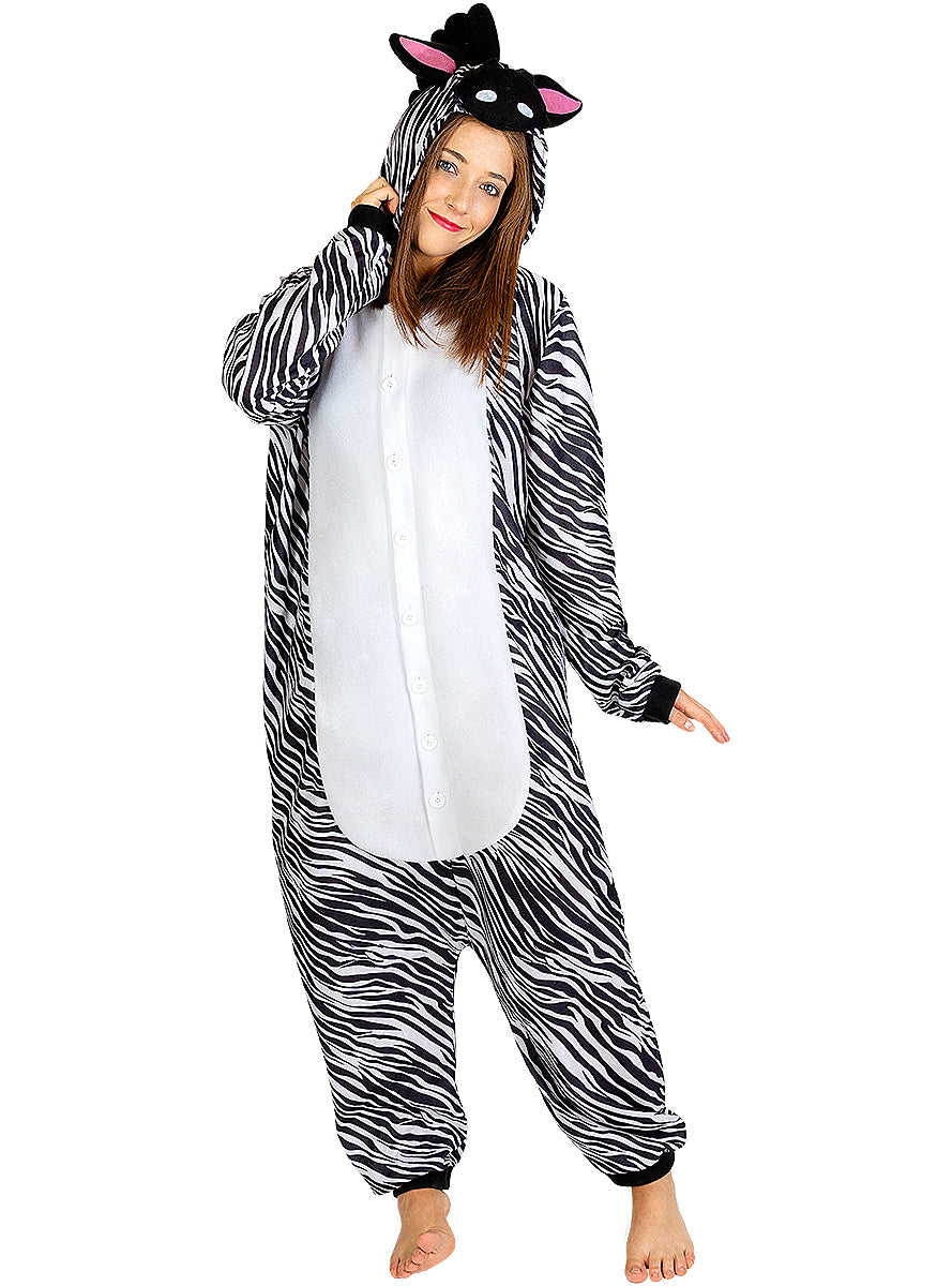 Déguisement onesie zèbre pour adulte taille grande
