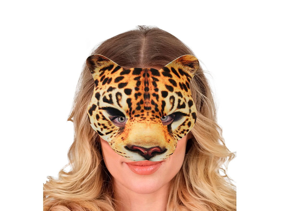 demi masque en mousse motif leopard luxe