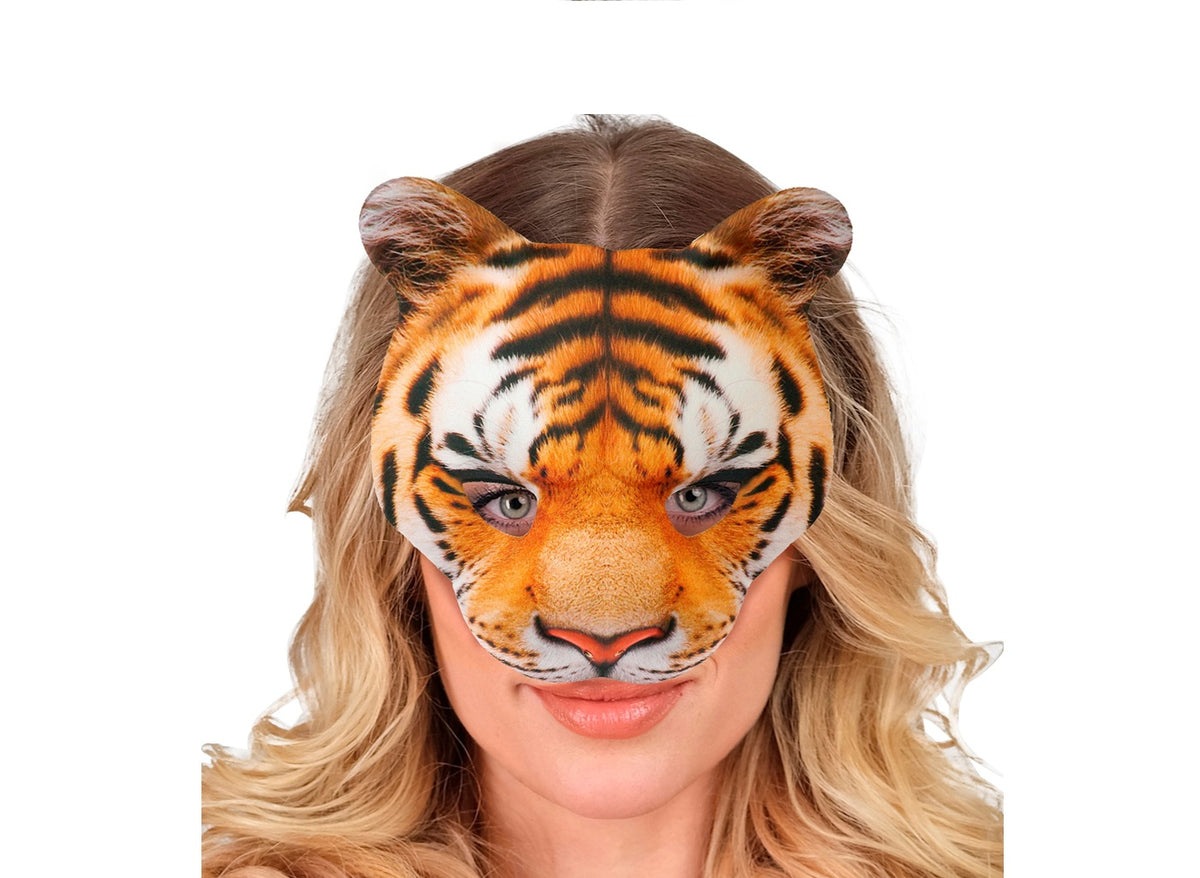 demi masque en mousse motif tigre luxe
