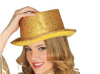 chapeau haut de forme à paillettes or 12cm