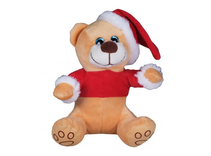 peluche ours avec bonnet et t-shirt de noël 18cm
