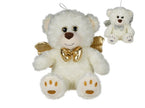 peluche ours assis angelo avec noeud et ailes d'ange mix 30cm