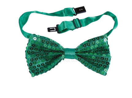noeud papillon à sequins vert 13x7cm