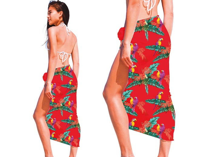 paréo jupe tahiti hawaï rouge adulte 150x100cm