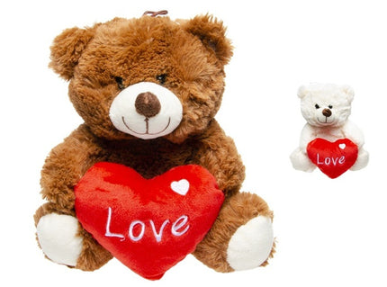 peluche ours assis avec coeur mix 23cm