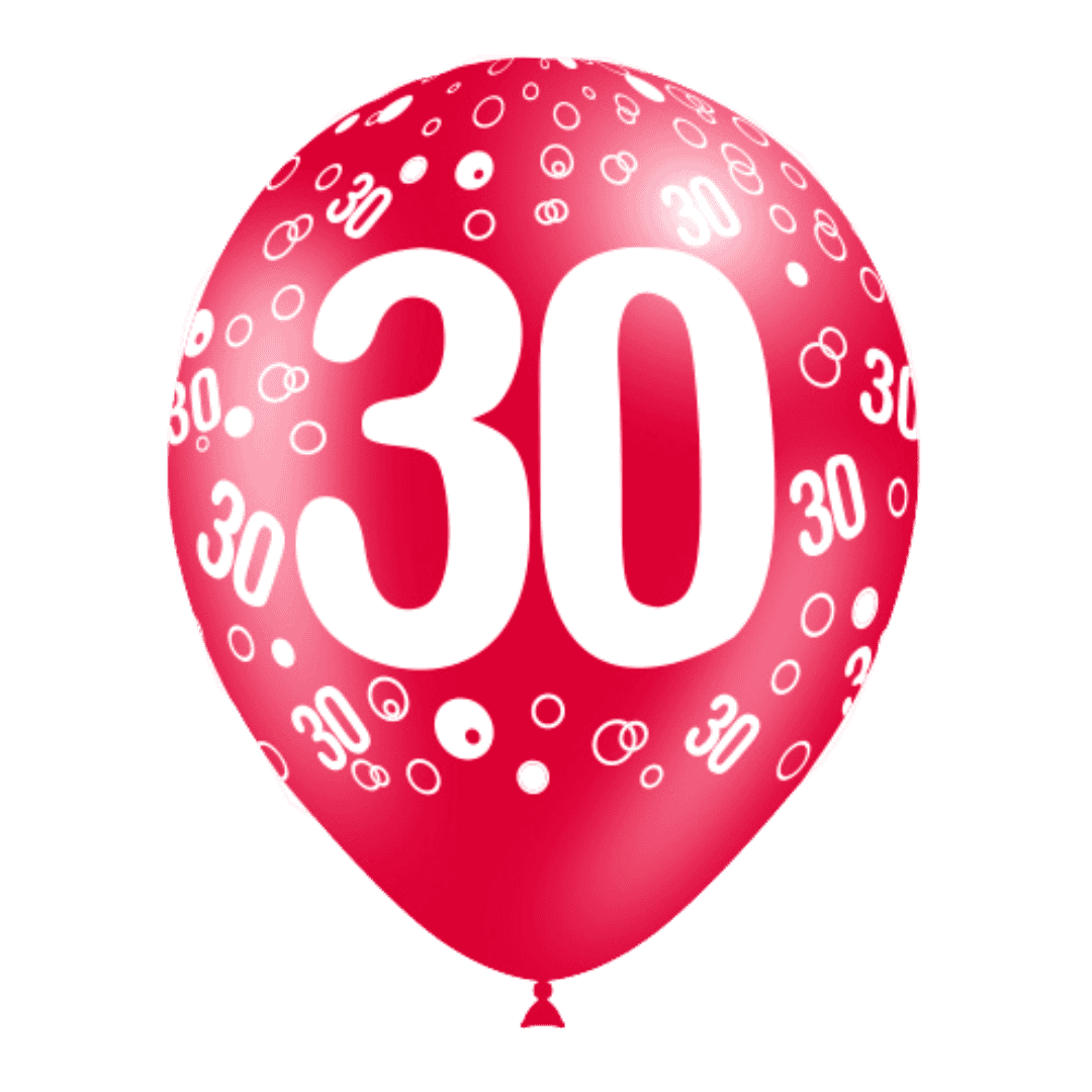 8 ballons HG112 imprimé TAT chiffre 30 assortis