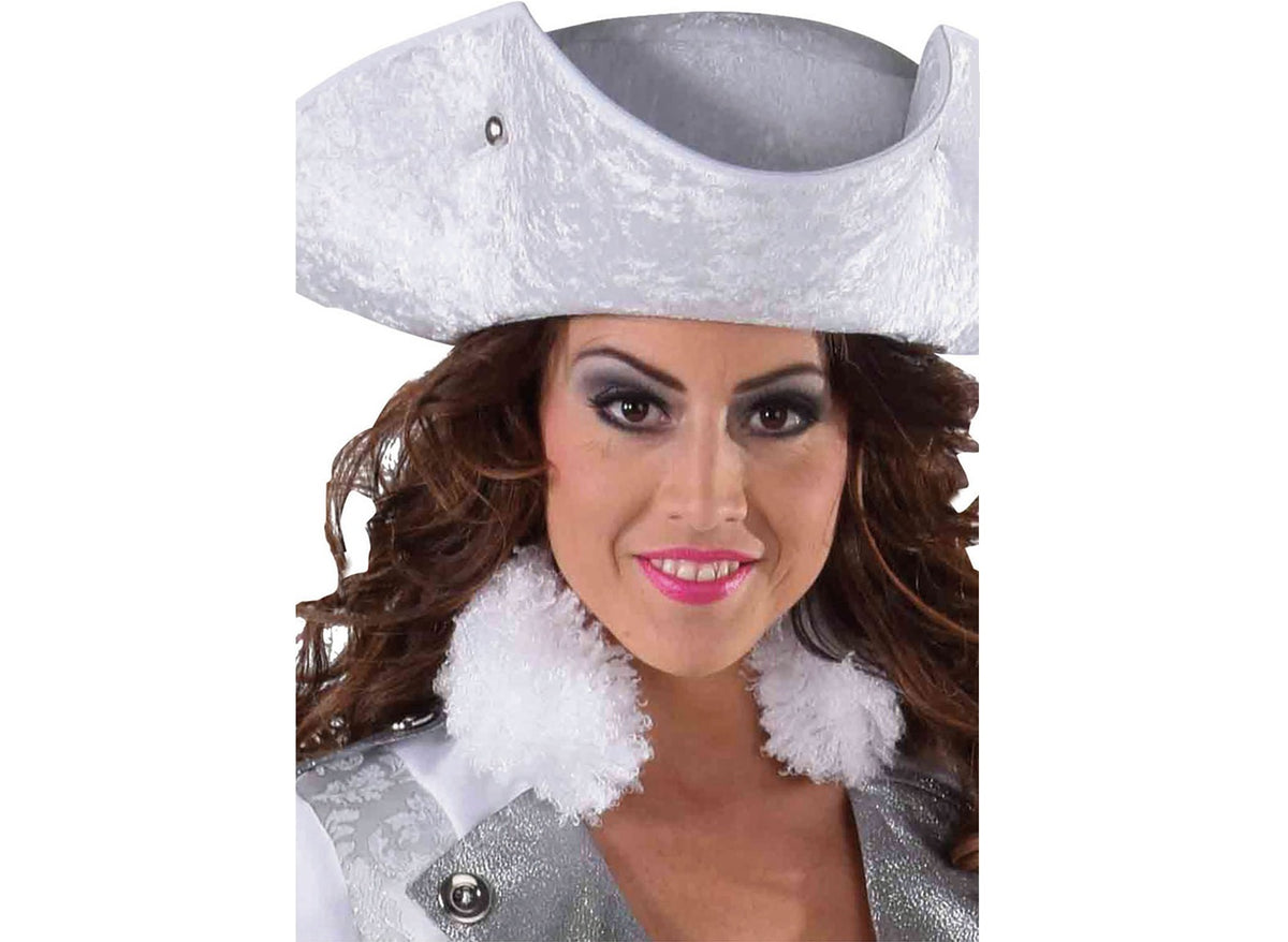chapeau tricorne feutrine blanche luxe