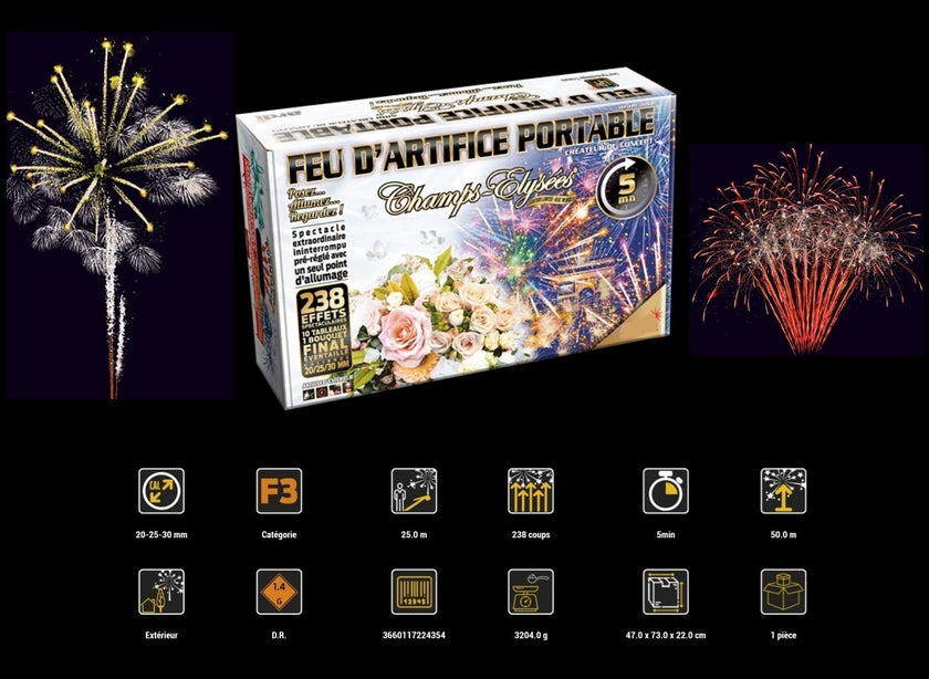 batterie feu d'artifice mariage musical 238 départs 5mn