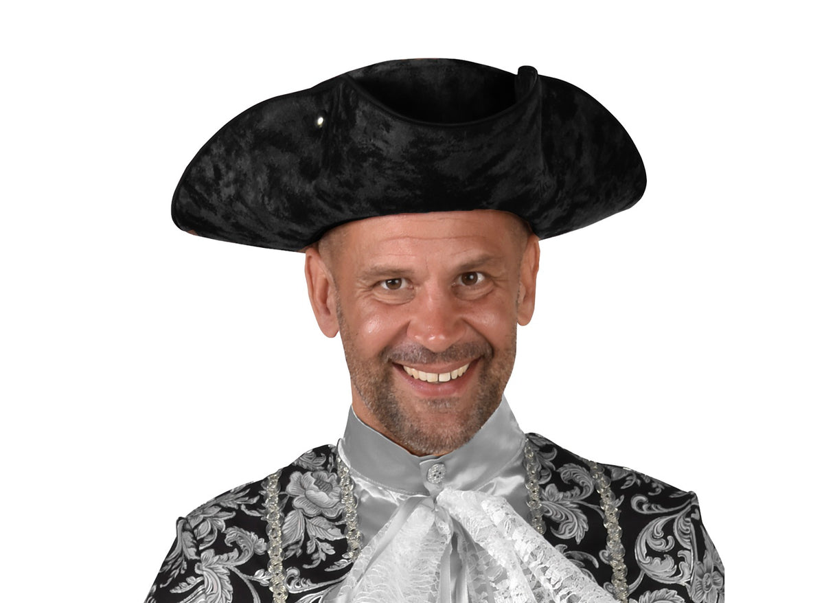 chapeau tricorne feutrine noir luxe