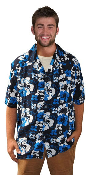 chemise tahiti hawaï bleu & blanc