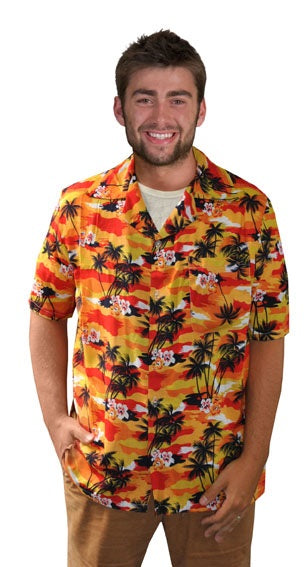 chemise tahiti hawaï rouge & jaune