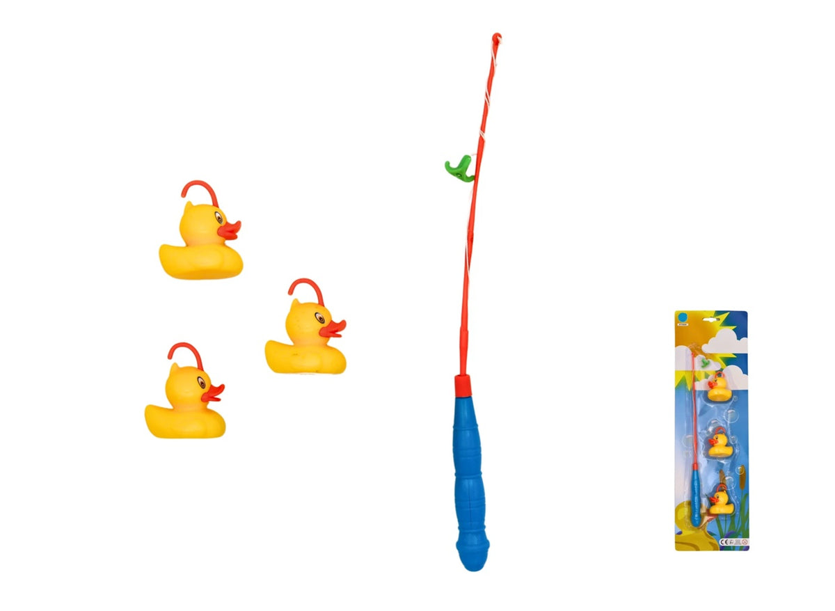 canne pêche à la ligne avec 3 canards 35cm