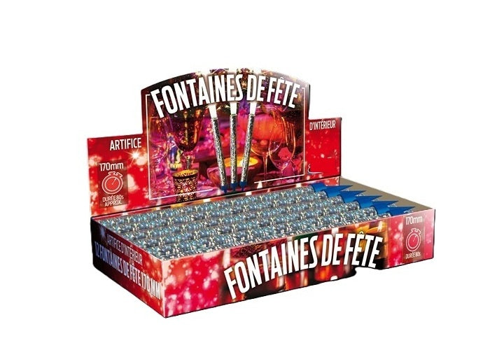 présentoir avec 12 fontaines scintillantes argent 17cm 80sec