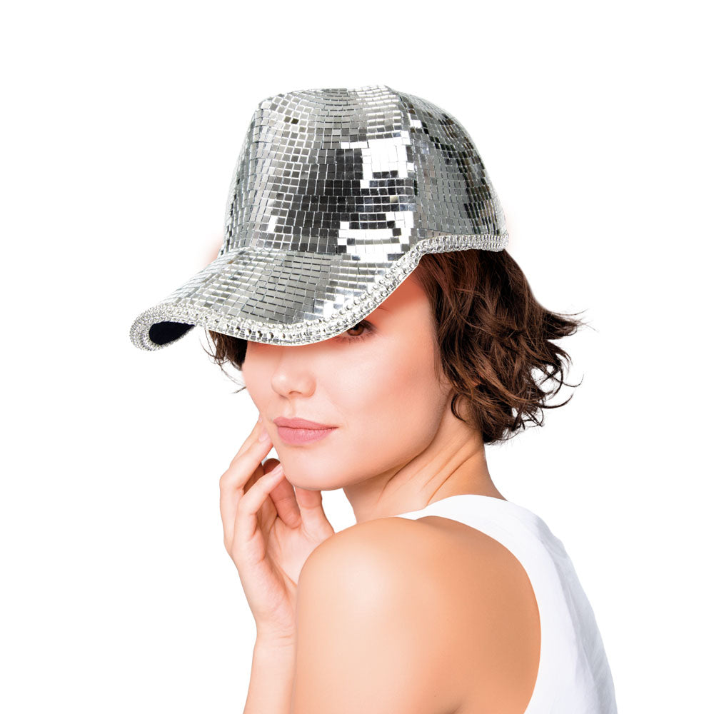 CASQUETTE BOULE DISCO ARGENT