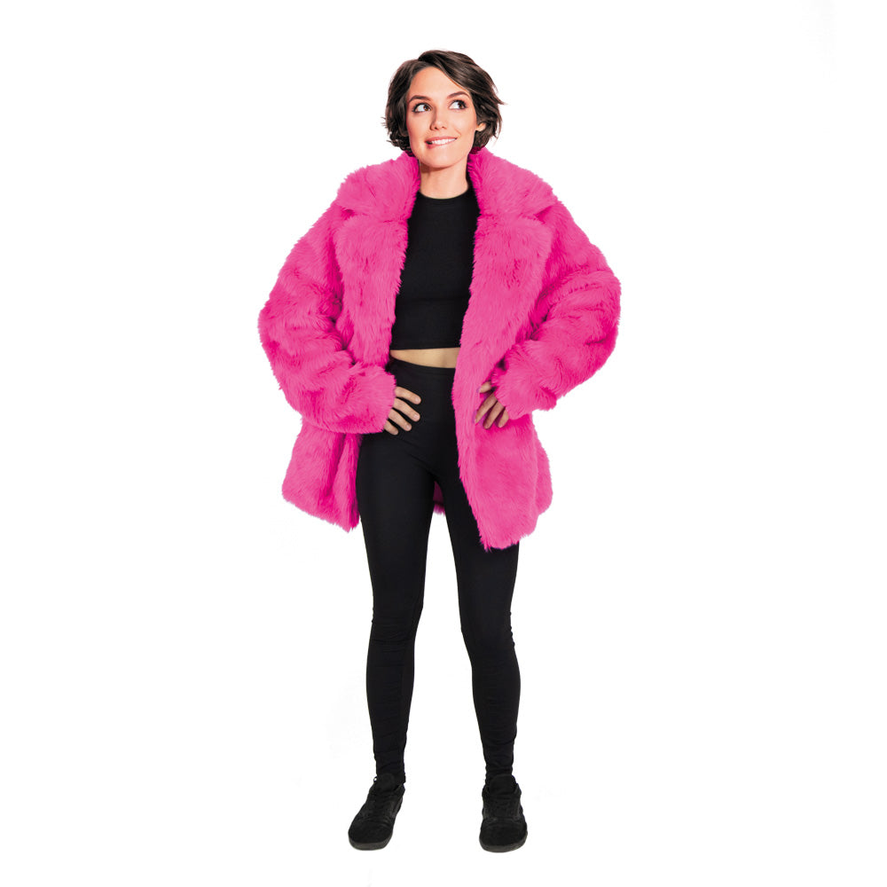 Veste fourrure rose fluo