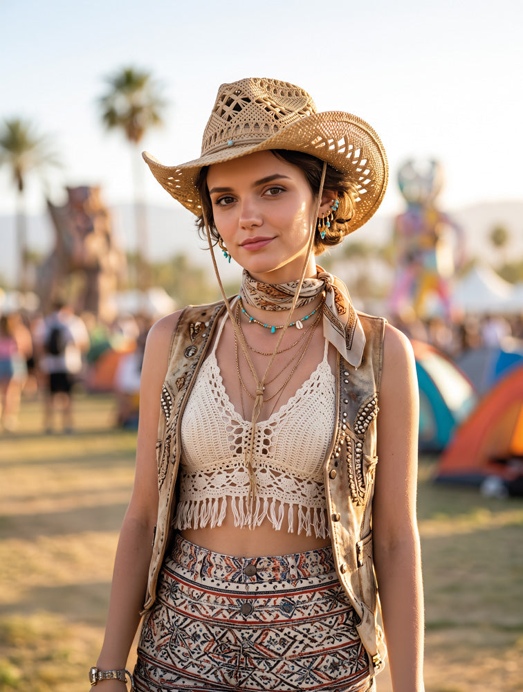 Chapeau de paille ajoure coachella 3