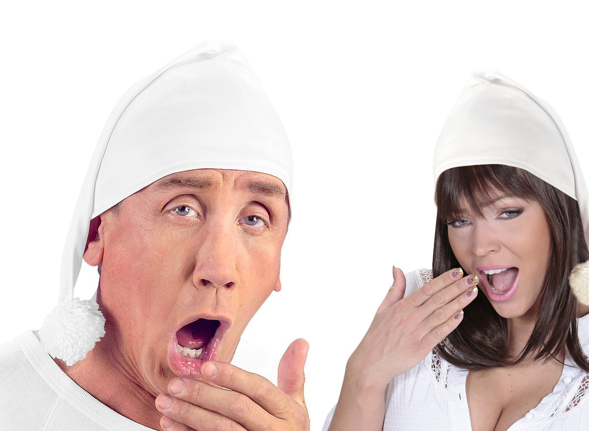 bonnet de nuit avec pompon blanc mixte