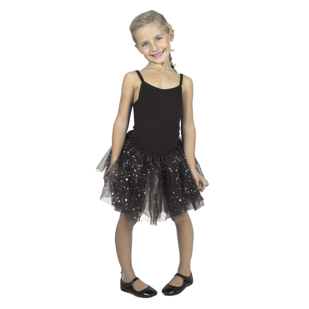 Tutu noir fee avec etoiles hologramme