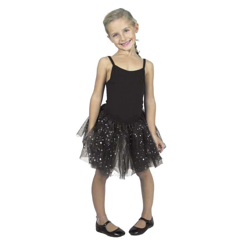 Tutu noir fee avec etoiles hologramme