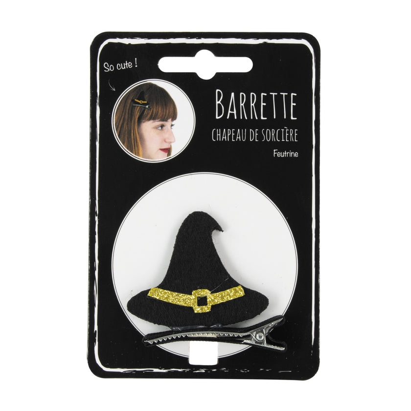 Barrette chapeau de sorciere  feutrine