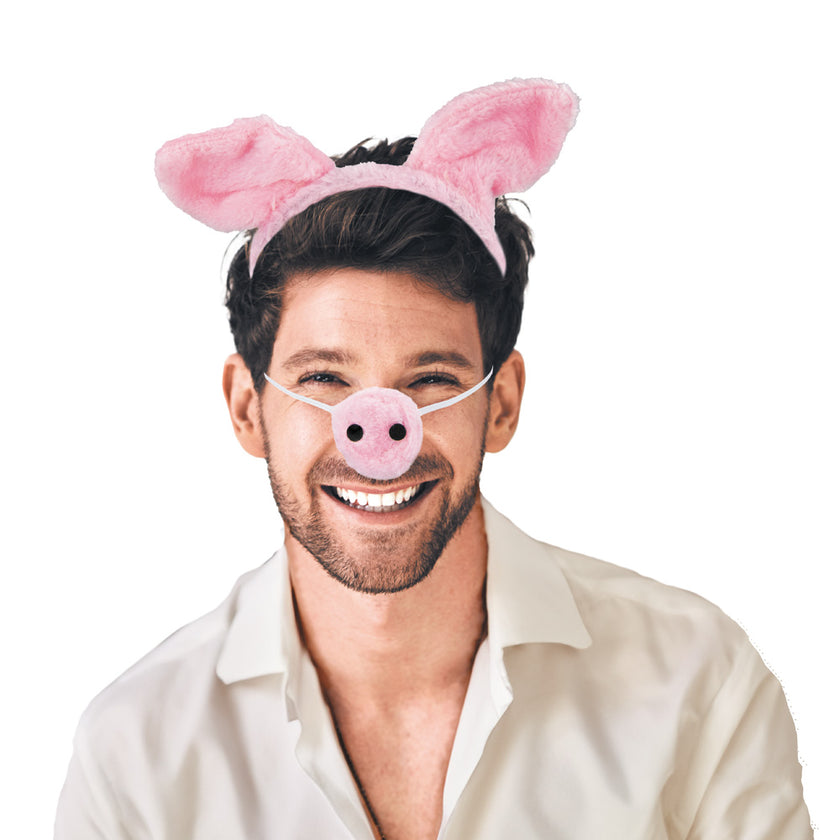 SET COCHON (SERRE TÊTE ET NEZ) PELUCHE