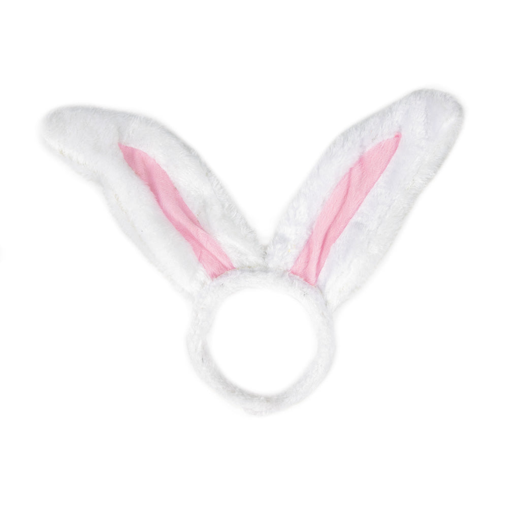 SERRE TÊTE OREILLE DE LAPIN BLANC ET ROSE PELUCHE